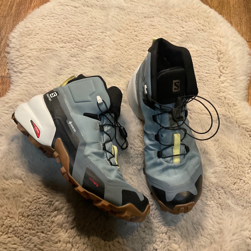 Salomon Cross Hike Mid GTX Hiking Boots Size 7 Womens Blue Gray Waterproof